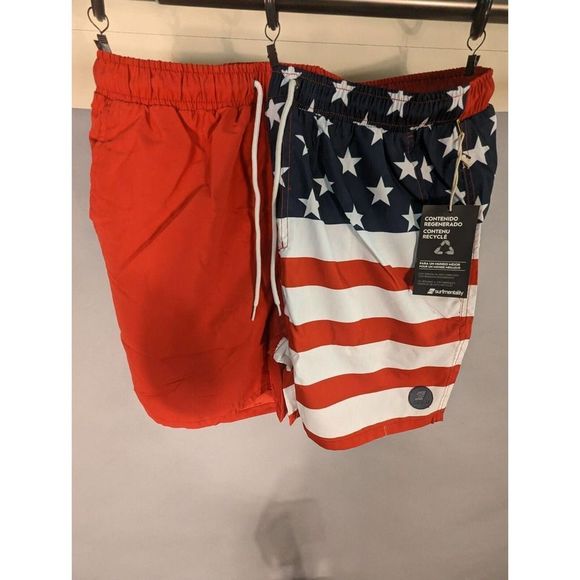 NEW Surfmentality Men's Shorts Surf Swim Beach XXL American Flag Beach Wear NWT - Picture 9 of 14
